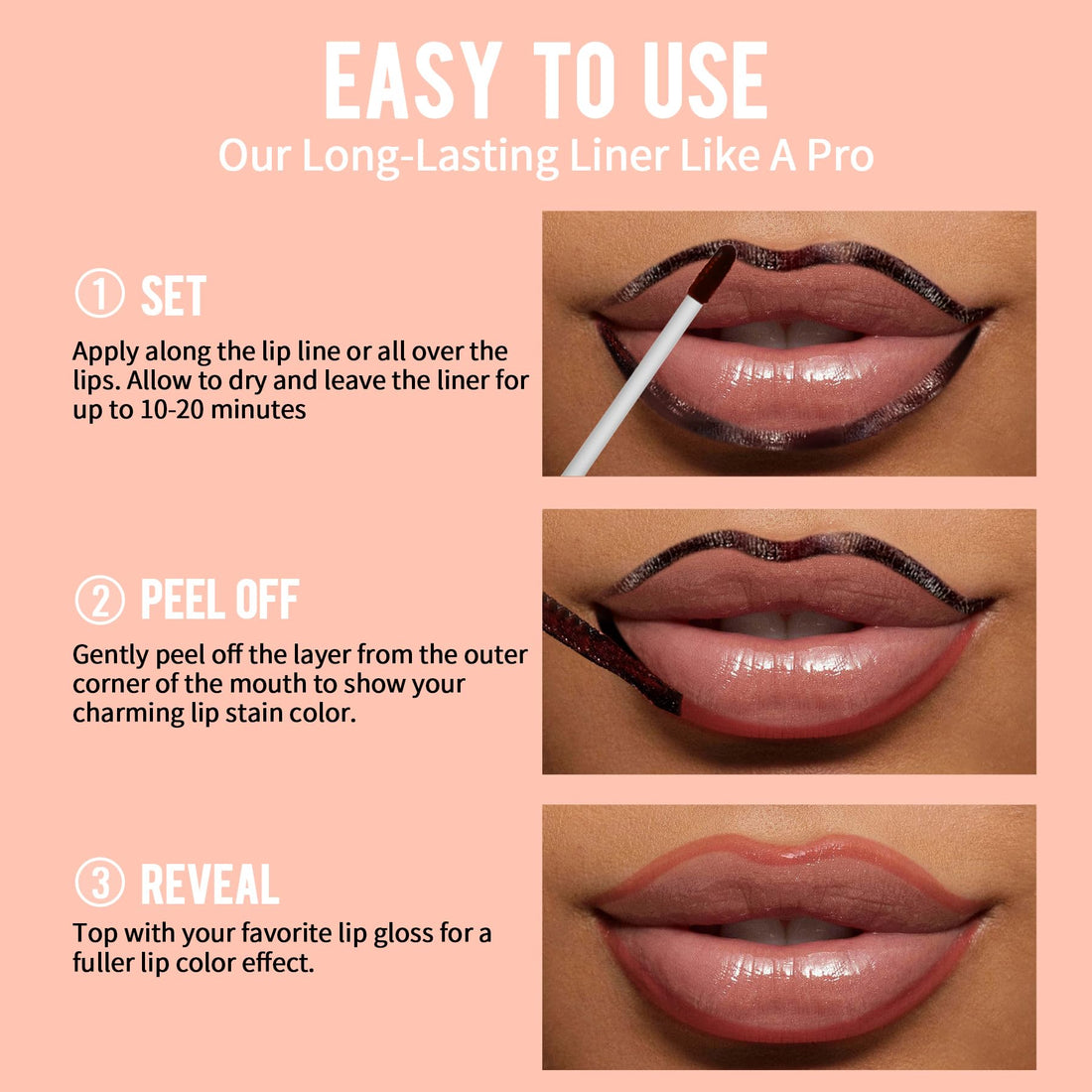 iMethod Lip Stain - Lip Liner Stain, Peel Off Lip Stain with Tweezer, Natural Long Lasting Lip Stain Peel Off, Waterproof, Easy to Use, Stay On All Day, Nude Pink