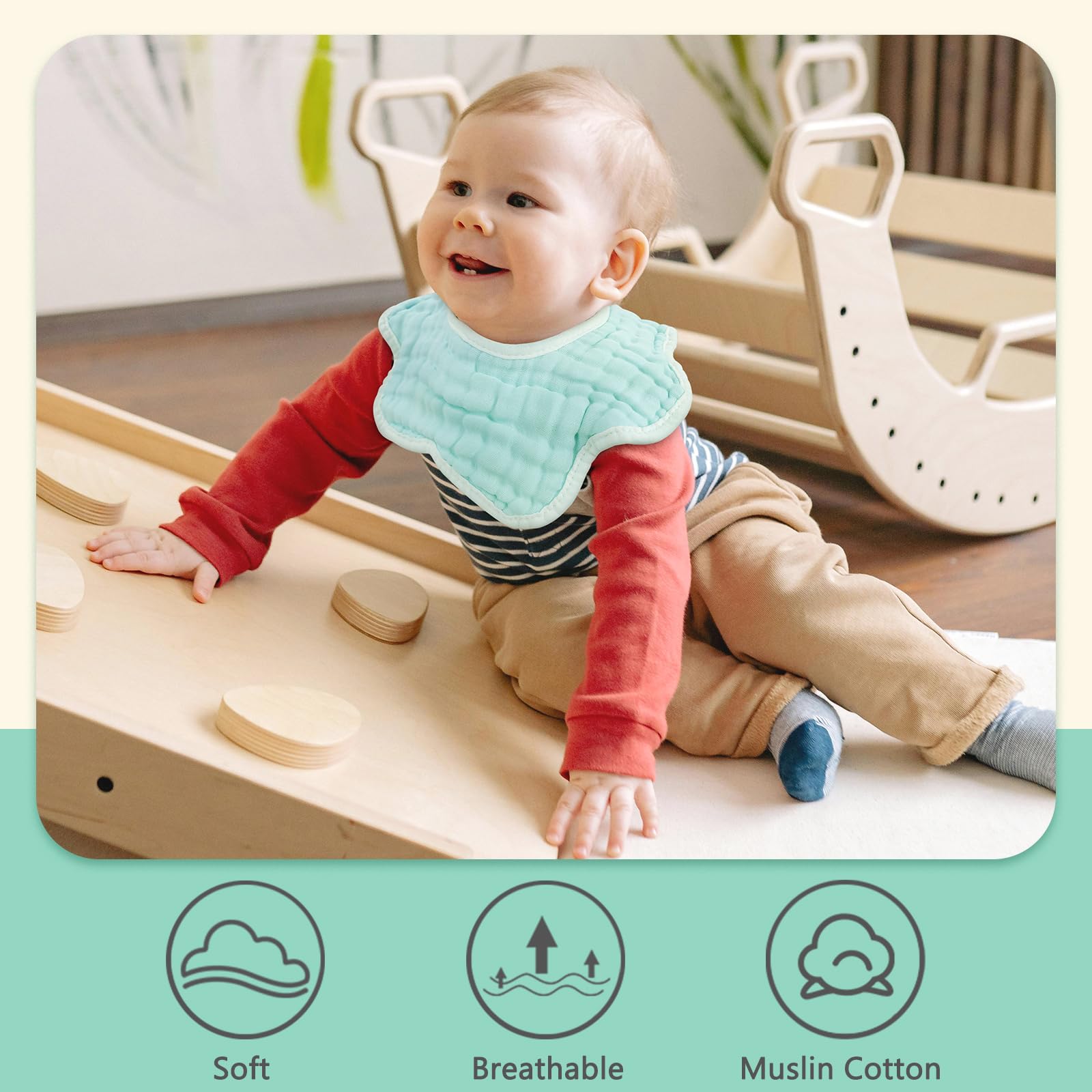 Baby Bibs Muslin Drool Teething Bibs Adjustable for Unisex Boys Girls Muslin Cotton Absorbent Soft Breathable Newborn