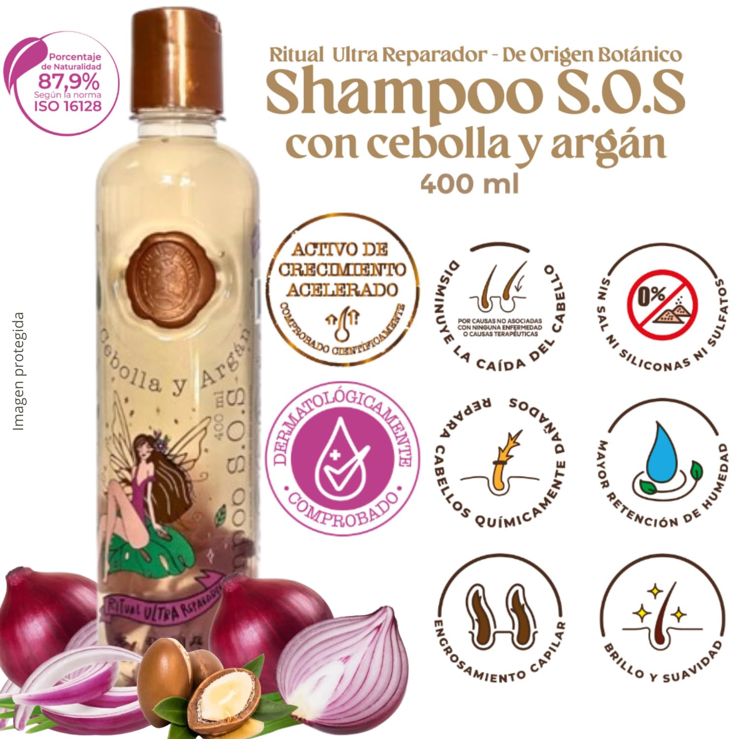 RITUAL BOTANICO KIT 3 Crecimiento Acelerado Ultra Reparador S.O.S de Origen Botánico: Shampoo de Cebolla, Mascarilla Bomba Capilar, Acondicionador Intensivo PLEX (+ OBSEQUIO)