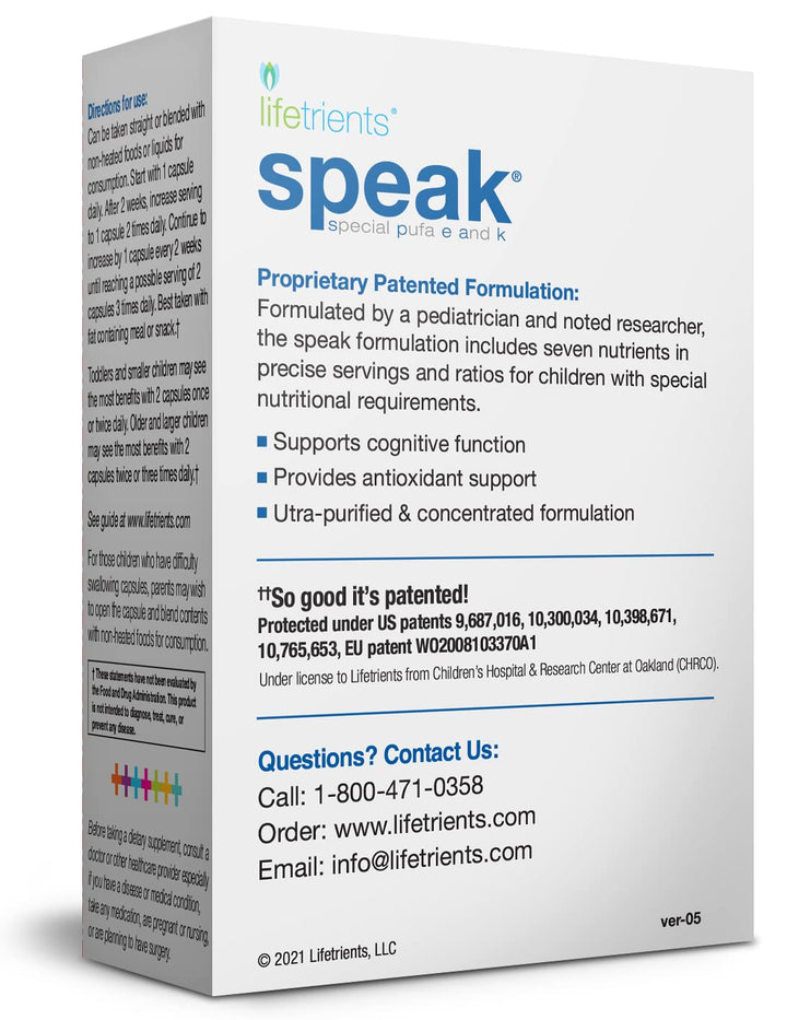 Lifetrients – Speak – 60 Softgels – Pediatrician Formulated to Support Children with Special Nutritional Requirements – Enhanced with Omega-3, Vitamin E’s, Vitamin D & Vitamin K’s