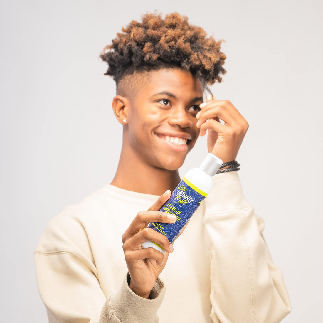 YOUNG KING HAIR CARE Kids Leave-In Conditioner For Boys | Detangle, Hydrate and Soften Natural Curls | Plant-Based and Harm-Free | 8.02 oz