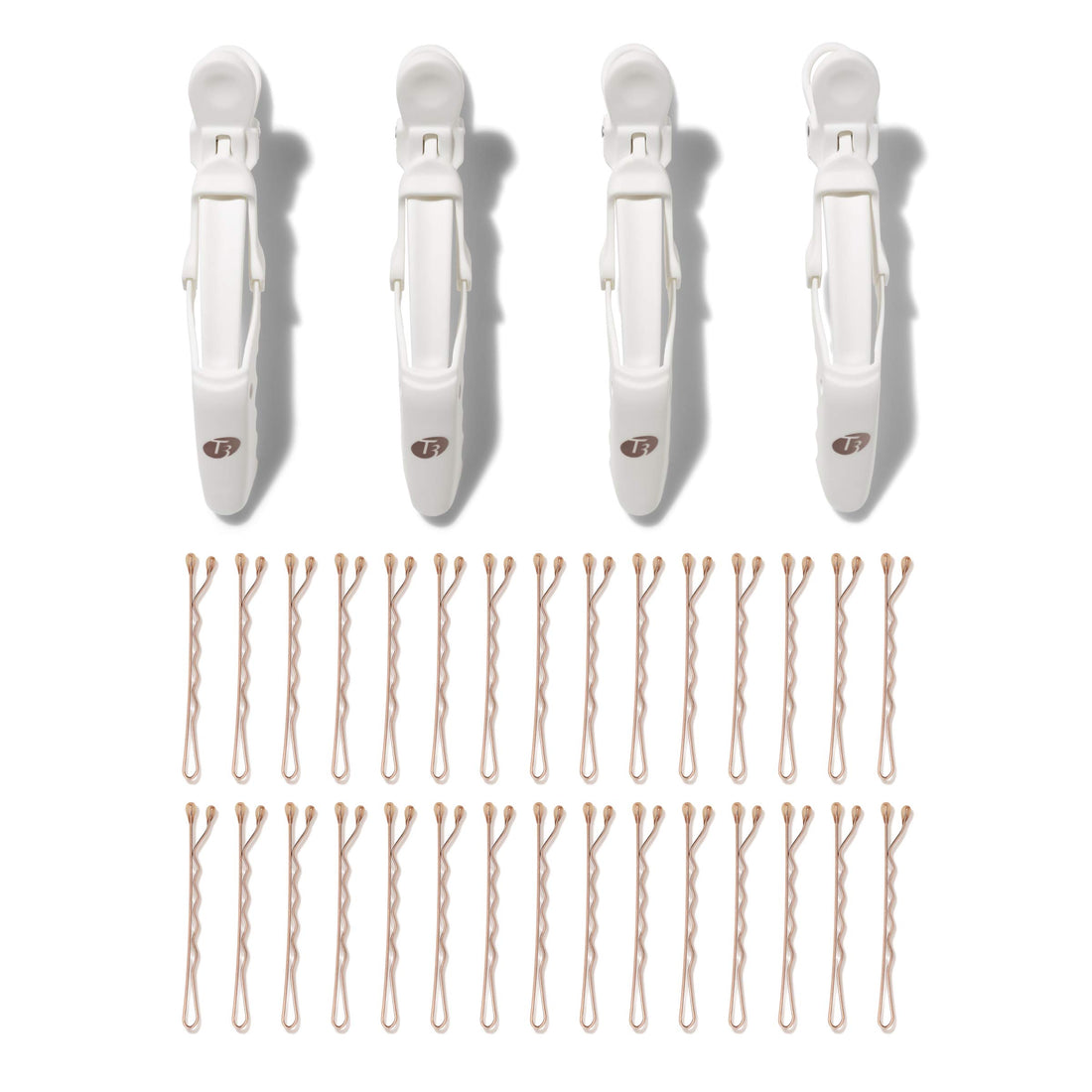 T3 - Clip Kit with 4 Alligator Clips and 30 Rose Gold Bobby Pins