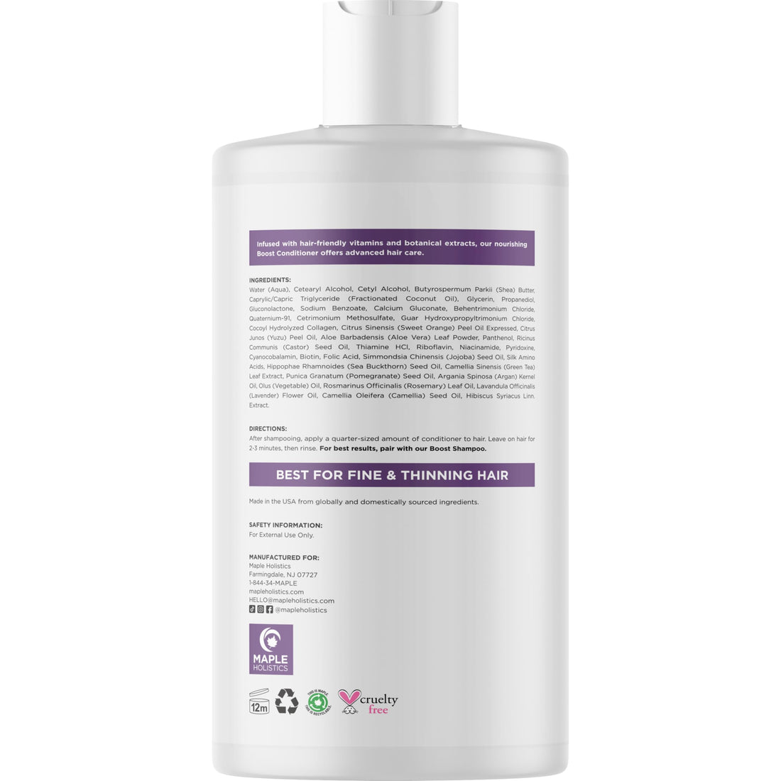 Boost Biotin Conditioner for Hair Growth - Sulfate Free Biotin and Collagen Conditioner for Women and Men with Moisturizing and Volumizing Castor and Rosemary Oil for Fine Weak & Dull Hair (16 Fl Oz)