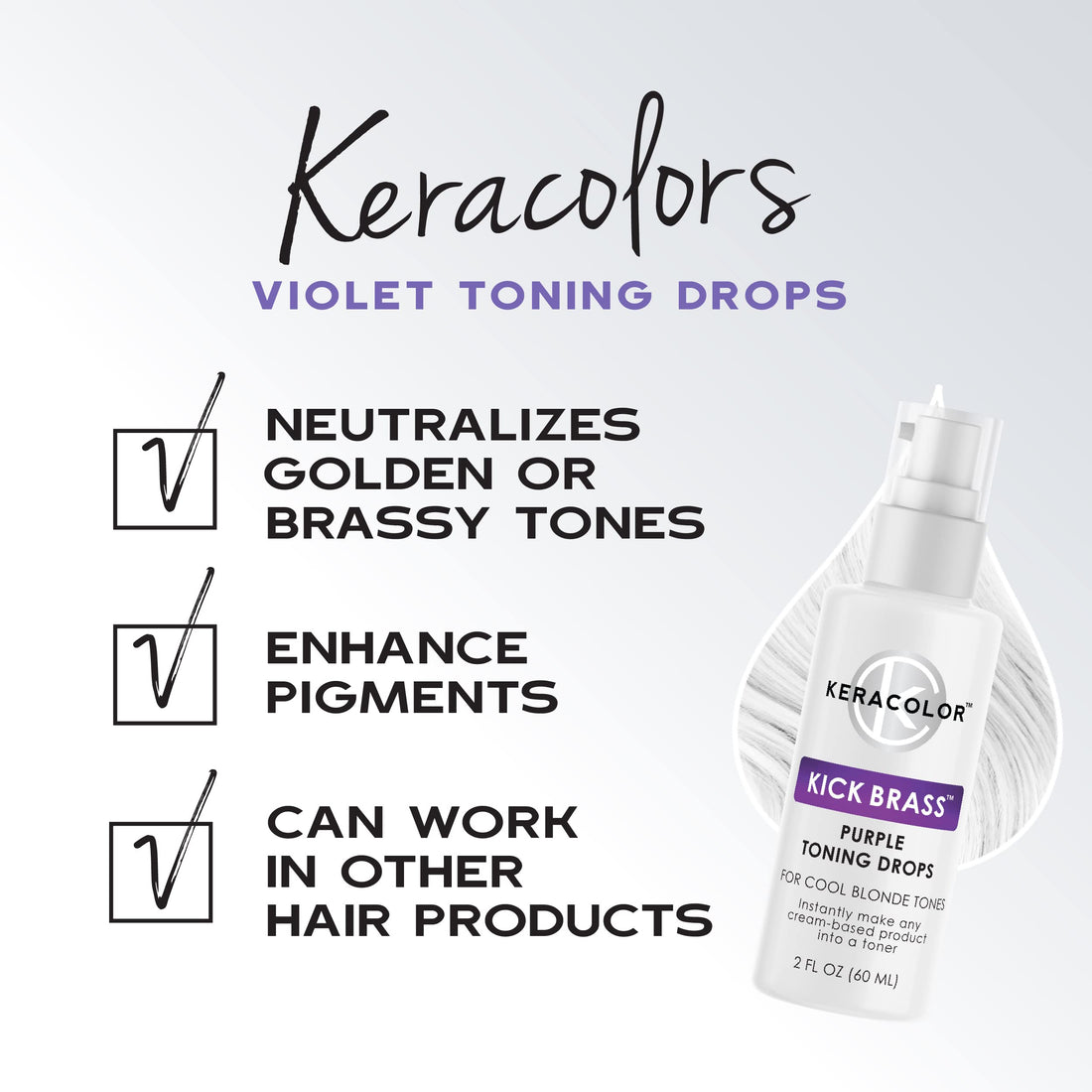 Keracolor Gold Toning Drops Concentrate To Create Your Own Purple Shampoo For Blonde Hair - Mix w/Any Shampoo, Conditioner, Or Cream Styler, (Gold) 2 Fl. Oz.