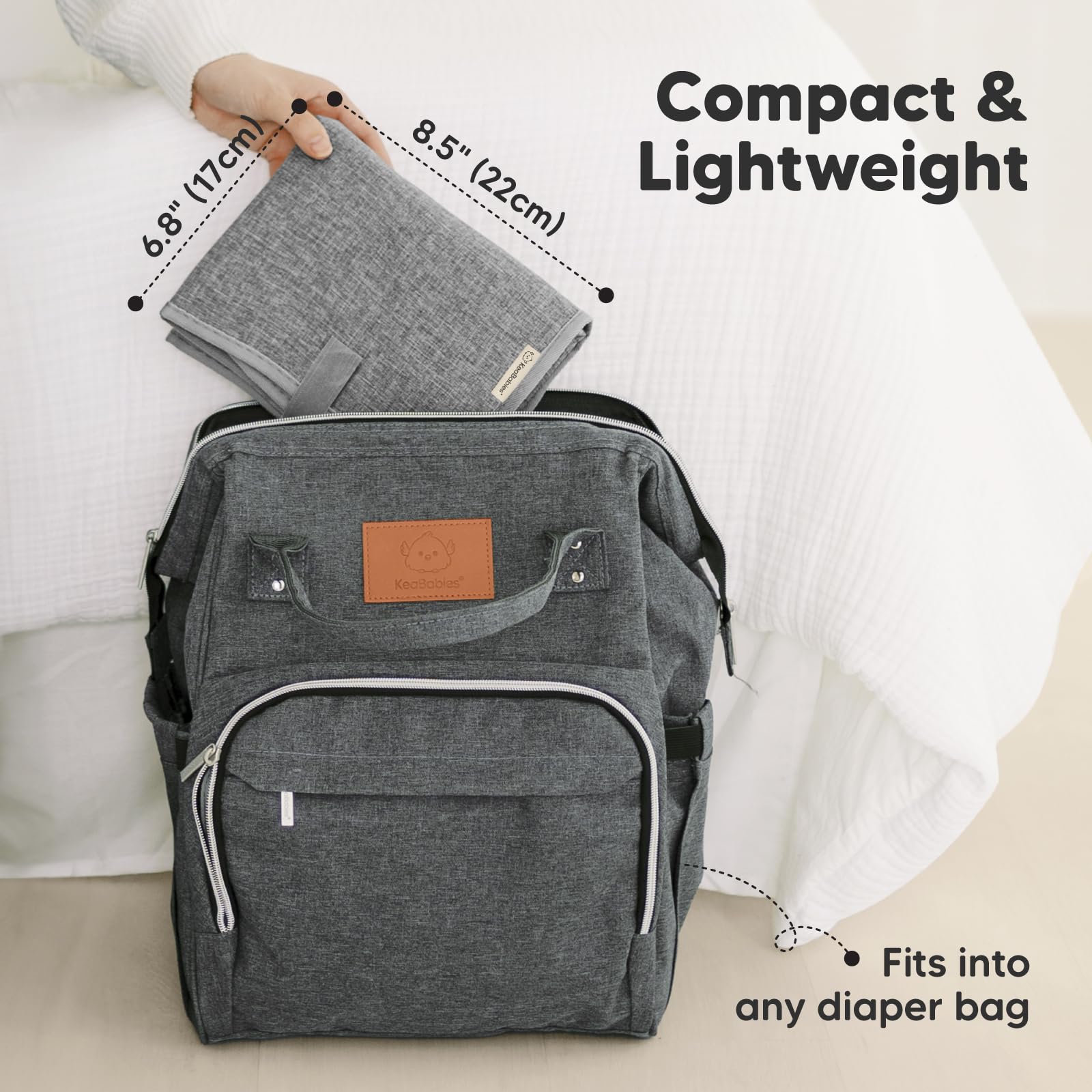 Portable Diaper Changing Pad - Waterproof Foldable Baby Changing Mat - Travel Diaper Change Mat - Lightweight Changing Pads for Baby - Baby Changer - Machine Washable (Classic Gray)