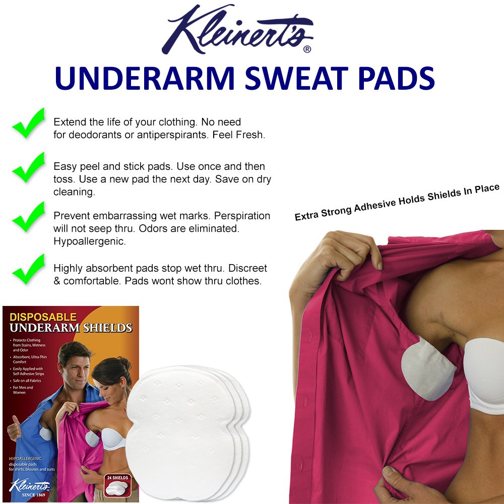 Kleinert's Underarm Sweat Pads 24 Premium Quality Absorbent Dress Shields Armpit Guards