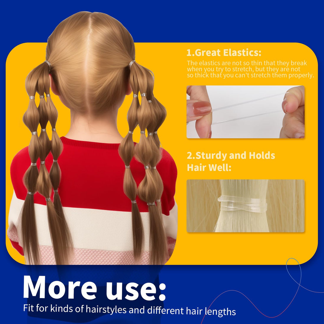 Clear Elastic Hair Bands, Teenitor 2000Pcs Mini Hair Rubber Bands With A Box, Soft Hair Elastics Ties Bands 2Mm In Width And 30Mm In Length