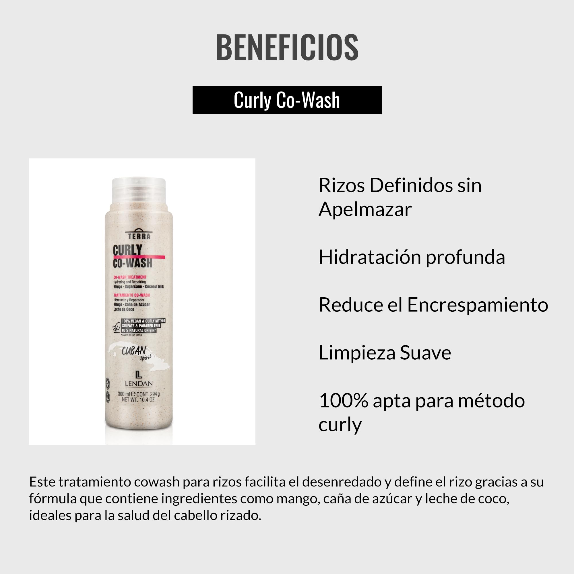 LENDAN - Curly Method Co-Wash - Terra Curly Co-Wash - 300 ml - Gentle Cleansing - Defined Curls Without Weighing Down - Deep Hair Hydration - Reduces Frizz