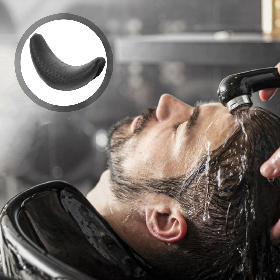 Shampoo Bowl Gel Neck Rest Silicone Hair Wash Gel Neck Pillow Salon Hair Shampoo Bowl Gripper for Hairdressing Hair Washing Sink Basin Tool 18x11x7.5cm (Black)