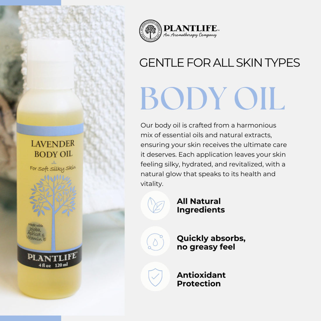 Patchouli Body & Bath Oil with Vitamin E, Apricot & Jojoba- 4 oz.