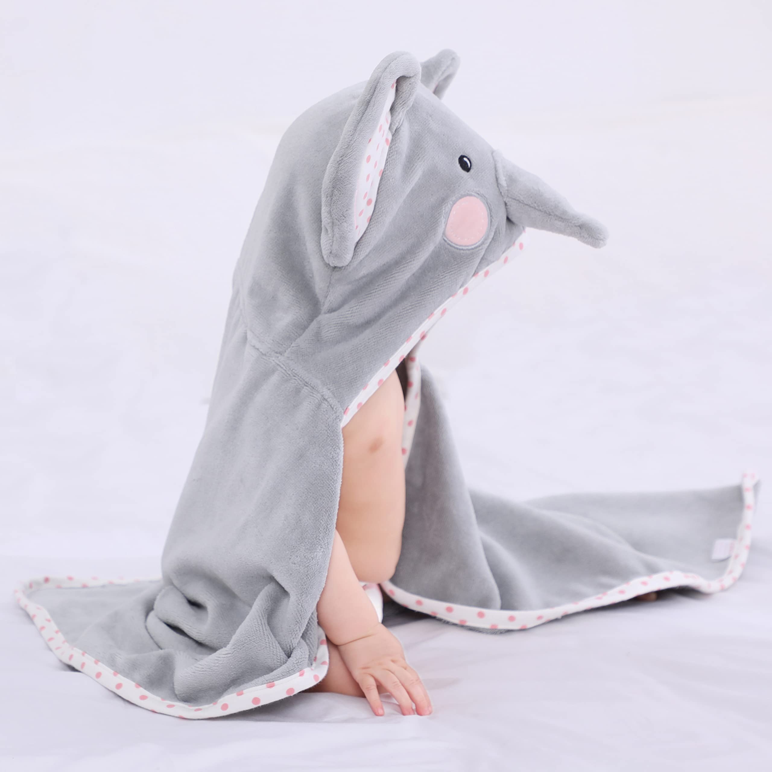 TBEZY Baby Hooded Towel with Unique Animal Design Ultra Soft Thick Cotton Bath Towel for Newborn (Elephant)