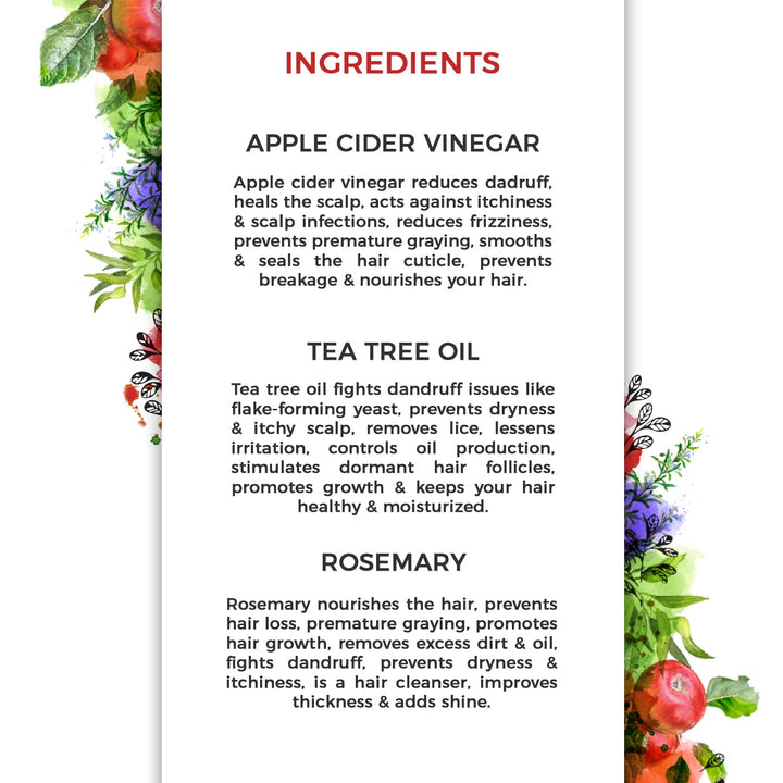 Apple Cider Vinegar, Tea Tree & Rosemary Shampoo - Sulfate Free, Natural & Organic Shampoo for Oily Hair, Dandruff, Itchy Scalp & Thinning Hair - Ideal for Women & Men with Dry Scalp & Grey Hair