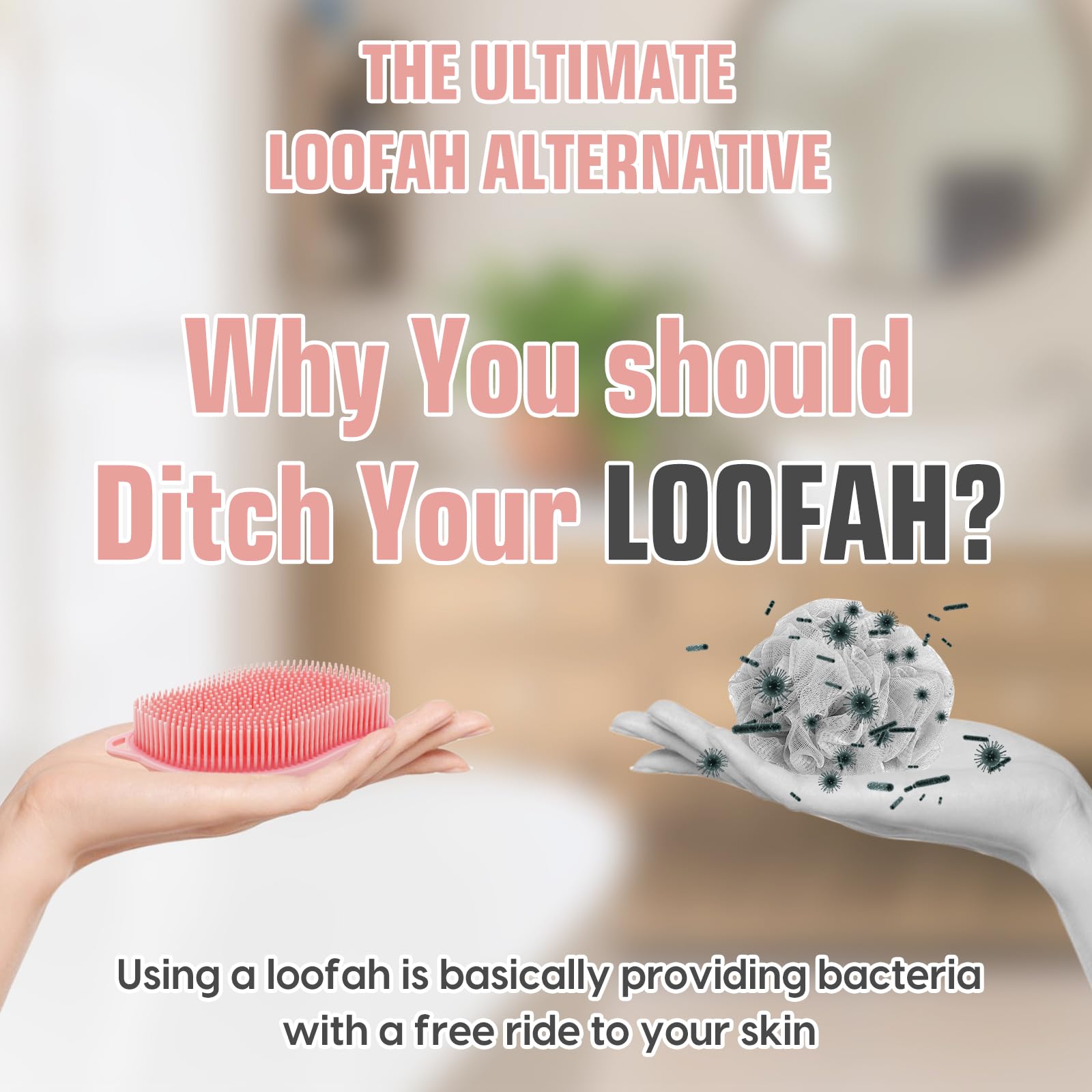 Silicone Body Scrubber - Exfoliating Body Scrubber for Men and Women, Soft Dual-Sided Shower Brush for Body Clean and Massage, Gentle Bath Brush Lathers Well for All Kinds of Skin