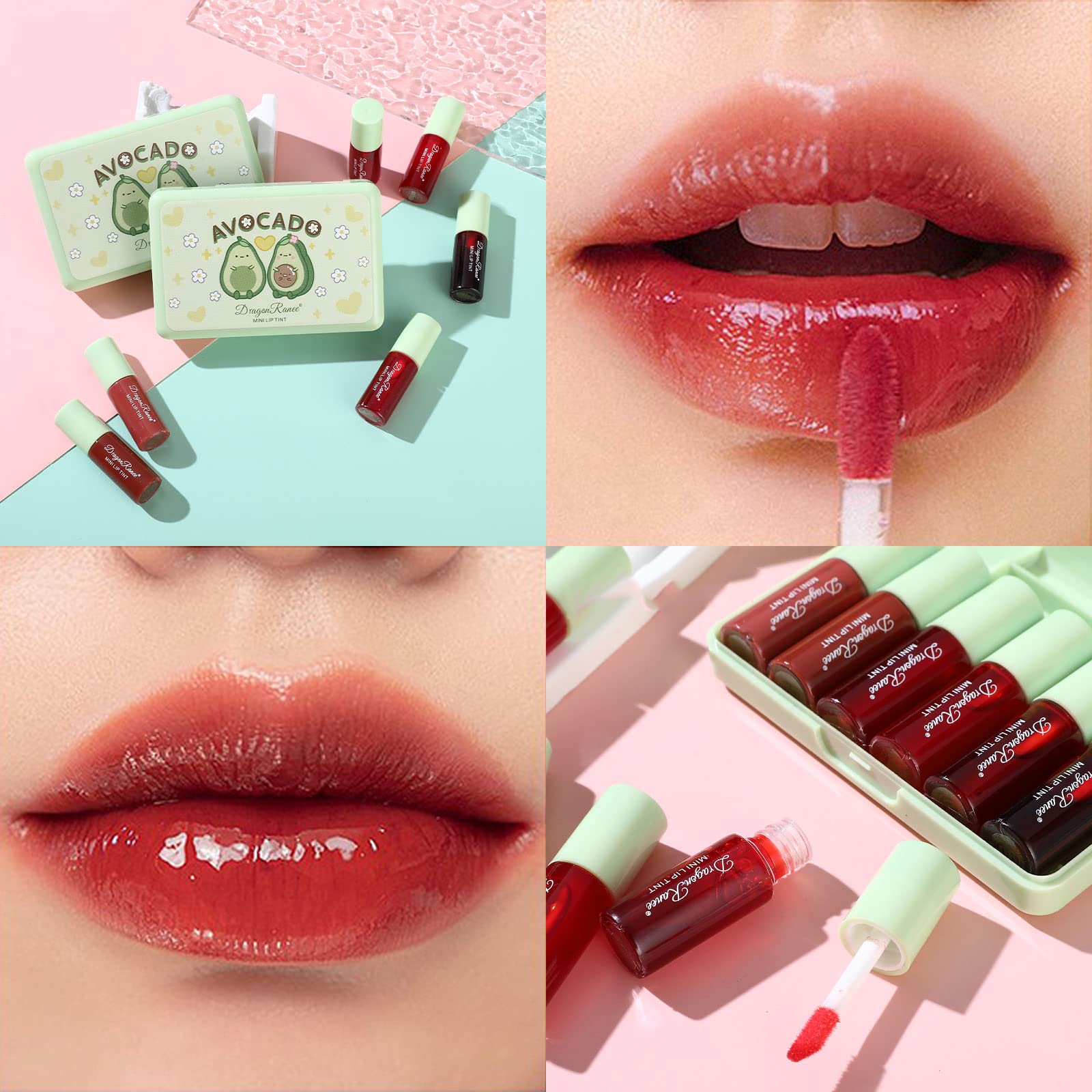 Minfei 6 Colors Lip Tint Stain Set,Korean Velvet Water Lip Tint,Natural Lip and Cheek Tint, Long lasting Non-Stick Cup Waterproof