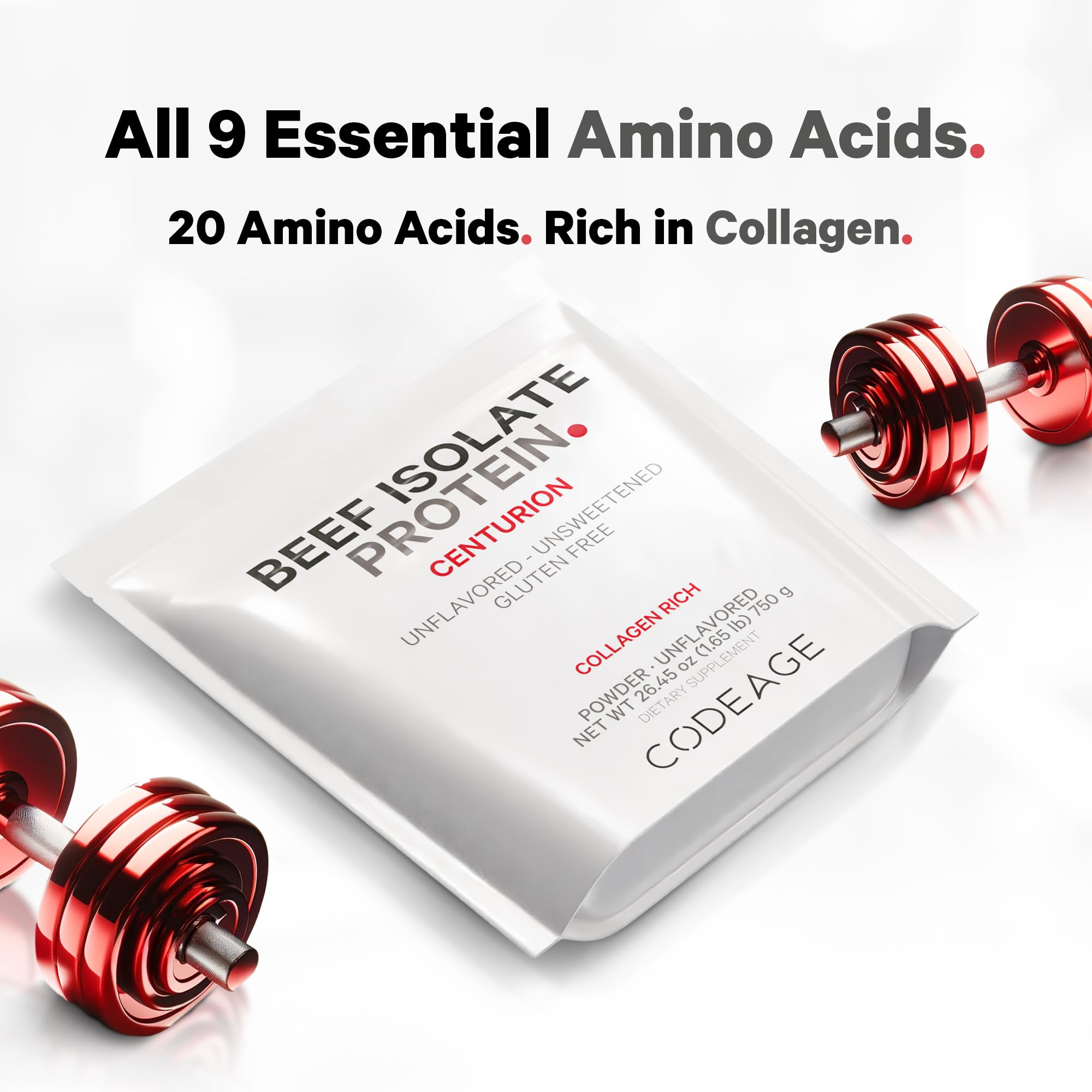 Codeage Grass-Fed Beef Isolate Protein Powder Supplement - 20 Amino Acids, Collagen-Rich - Athletes & Sports - Unflavored Carnivore Protein Supplement, BCAA & EAA Supplement - Gluten-Free - 26.45 oz