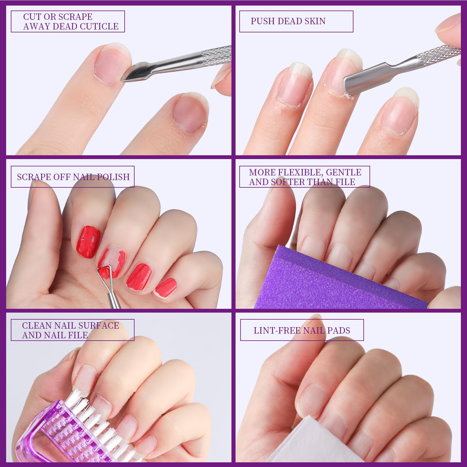 Teenitor Nail Files and Buffers, Cuticle Remover, Nail Care Kit, Nail File, Cuticle Softener, Cuticle Oil, Cuticle Pusher, Cuticle Peeler Scraper, Cuticle Remover Liquid, Nail File Kit Lavender