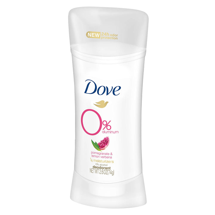 Dove 0% Aluminum Deodorant For Smooth Underarms Pomegranate and Lemon Verbena 24-Hour Odor Protection 2.6 oz 3 Count