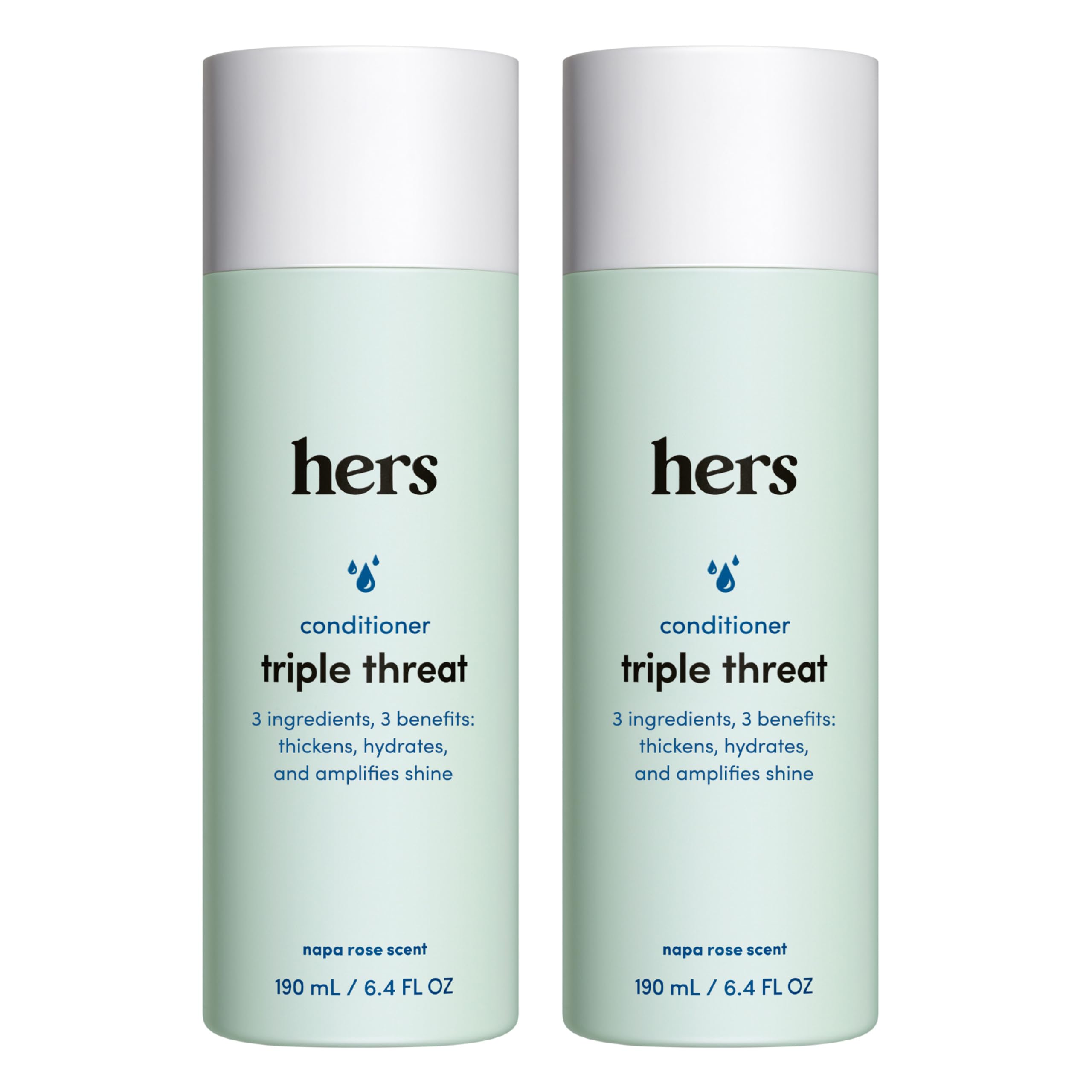 hers Triple Threat Conditioner for Women, 2 Pack - Thickening, Moisturizing, Reduces Shedding - Color Safe Hair Loss Conditioner - Napa Rose - 2 x 6.4 fl oz