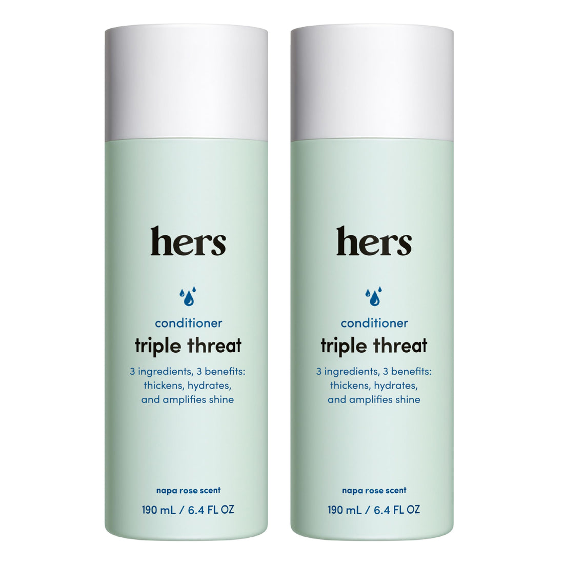 hers Triple Threat Conditioner for Women, 2 Pack - Thickening, Moisturizing, Reduces Shedding - Color Safe Hair Loss Conditioner - Napa Rose - 2 x 6.4 fl oz