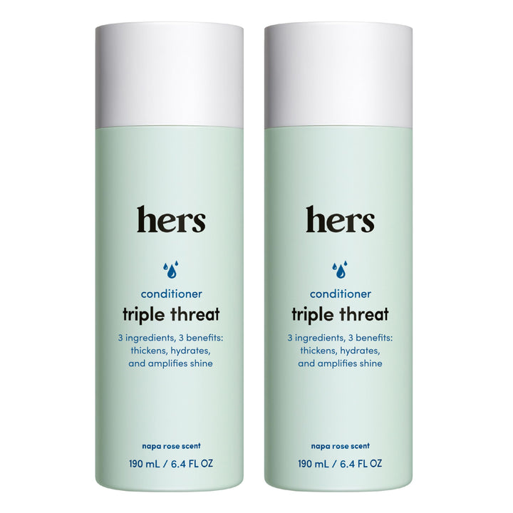 hers Triple Threat Conditioner for Women, 2 Pack - Thickening, Moisturizing, Reduces Shedding - Color Safe Hair Loss Conditioner - Napa Rose - 2 x 6.4 fl oz