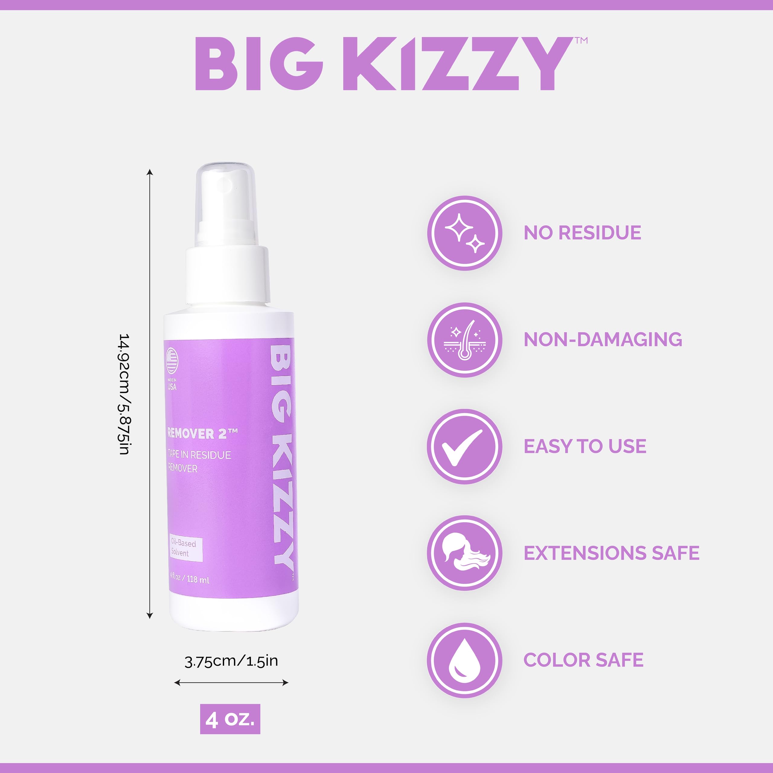 Release Tape Hair Extension Remover, Tested & Proven Fastest & Easiest Adhesive Remover, 8 Ounce Spray Bottle by Big Kizzy Hair