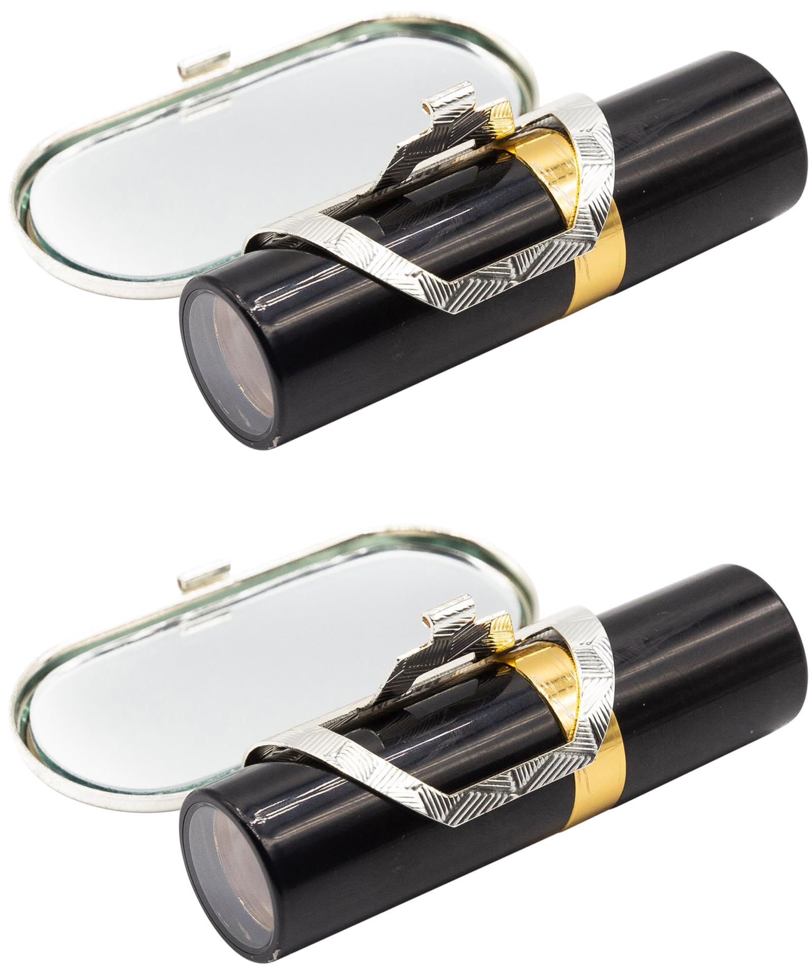 Stephanie Imports Set of 2 Clip-On Round Lipstick Mirrors (Retro Squares)