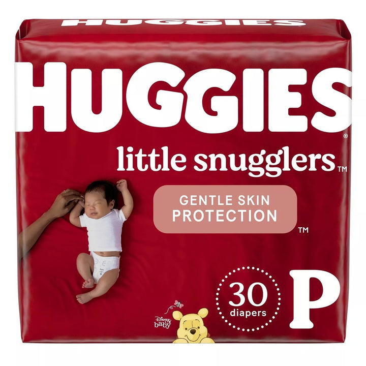 HUGGIES Little Snugglers Baby Diapers, Size Preemie, 30 Count, Convenience Pack (Packaging May Vary)