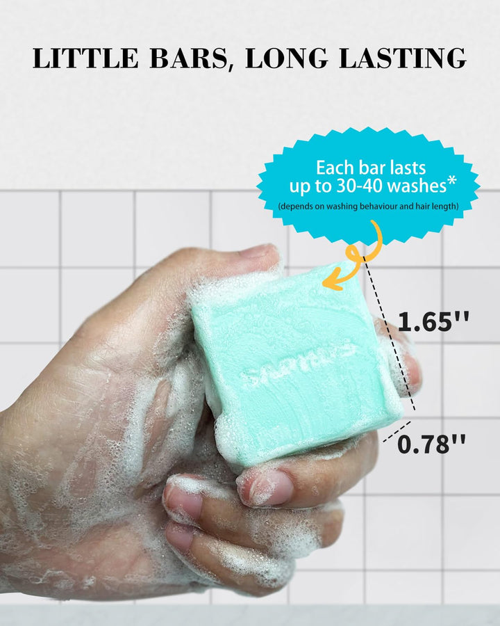 SAPHUS 6Pcs Sulfate-Free Shampoo Bars for Dandruff & Oily Hair Control - Natural Solid Shampoo Soap Set (8.46oz Travel Size) - Vegan, Cruelty-Free Hair Care for Women & Men - Blue