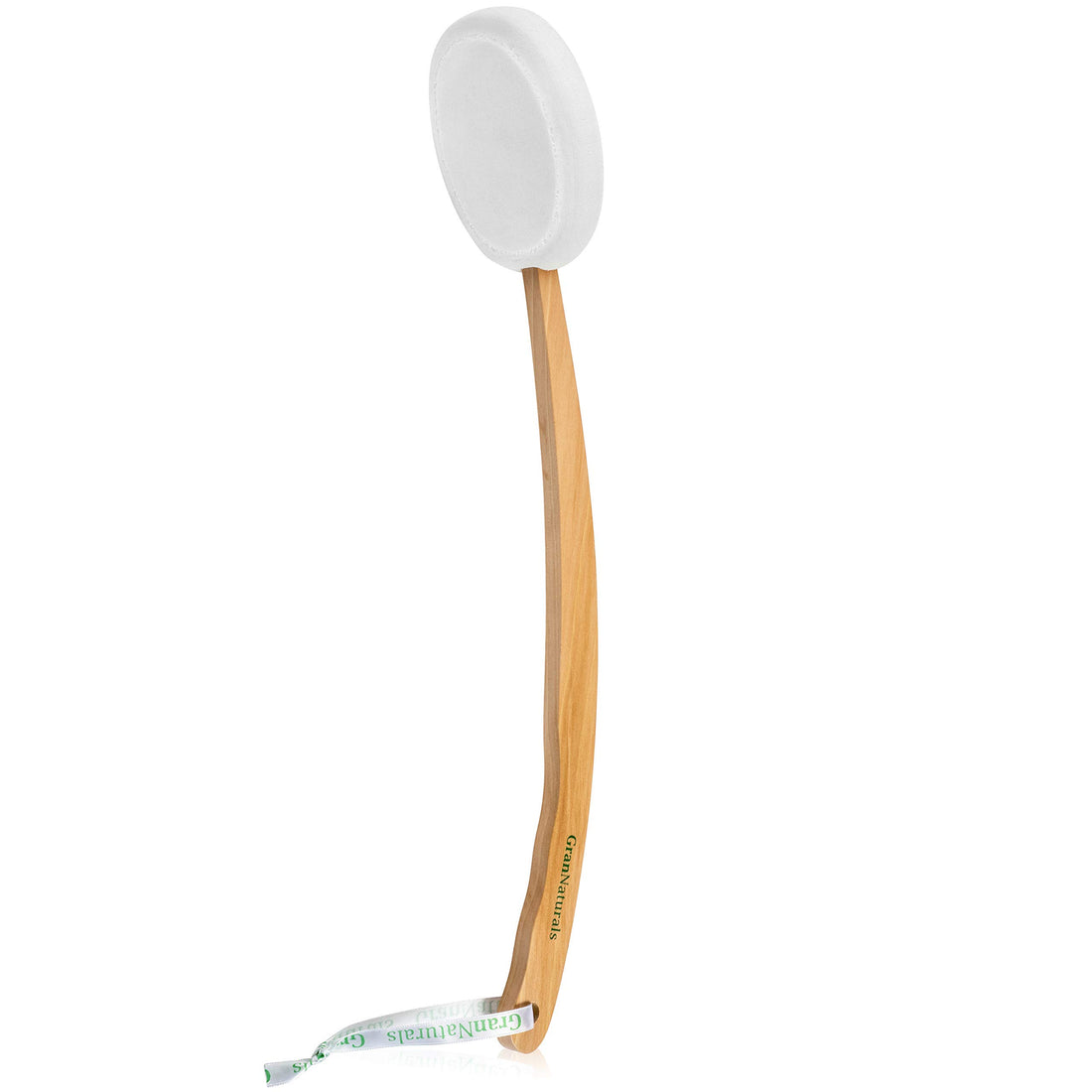 GranNaturals Lotion Applicator for Your Back, Legs, Feet - Long Curved Easy Reach Wooden Handle Body Brush for Suntan, Sunless Self Tanning, Skin Cream, Acne, Body Wash - Men and Women