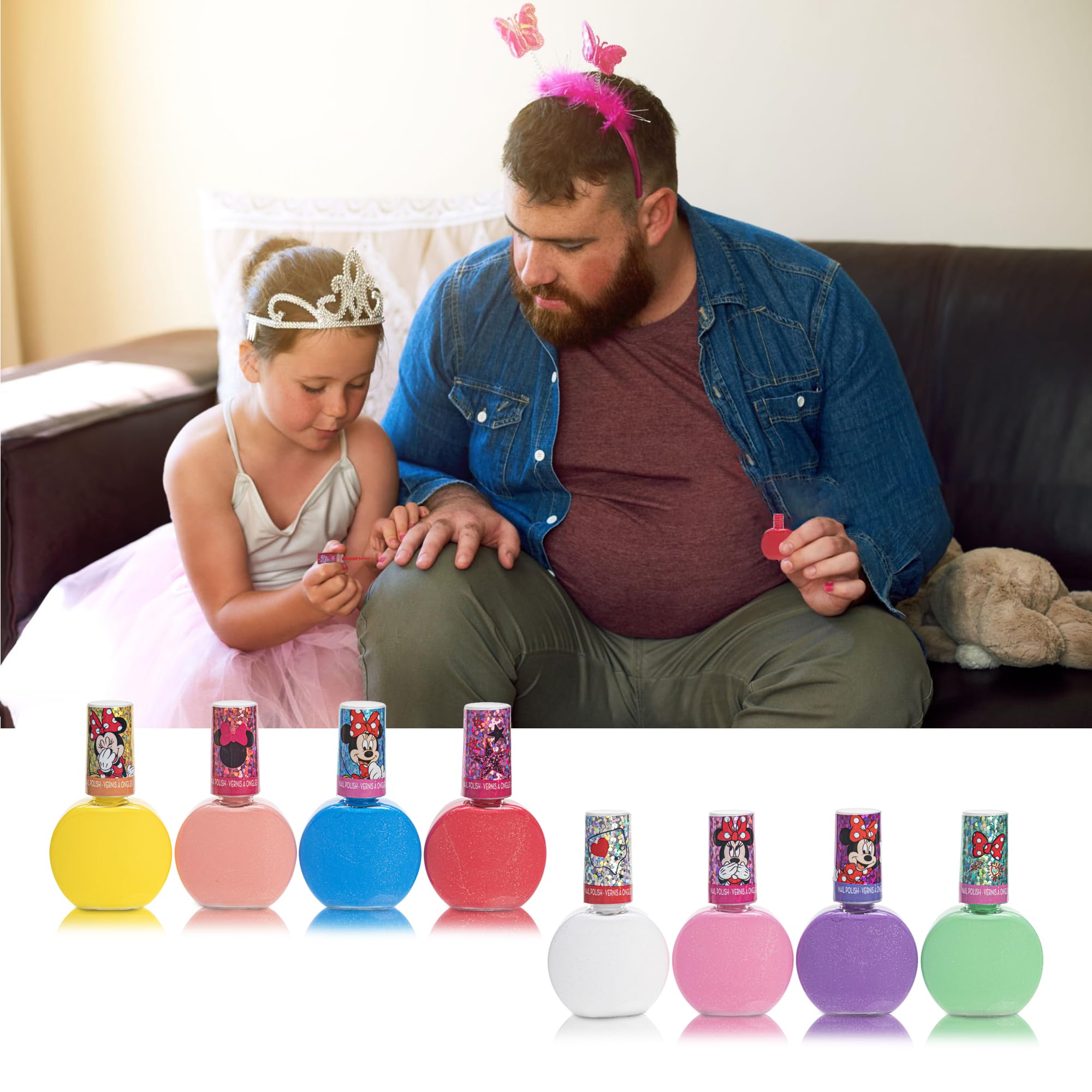 TownleyGirl Disney Minnie Mouse Nail Polish, Lip Balm, Lip Gloss & Hair Accessories (Minnie Mouse 18 Pack Nail Polish Set)