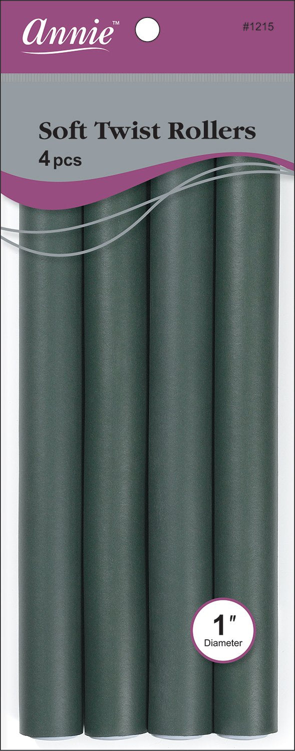 Annie Soft Twist Rollers, Dark Green, 4 Count