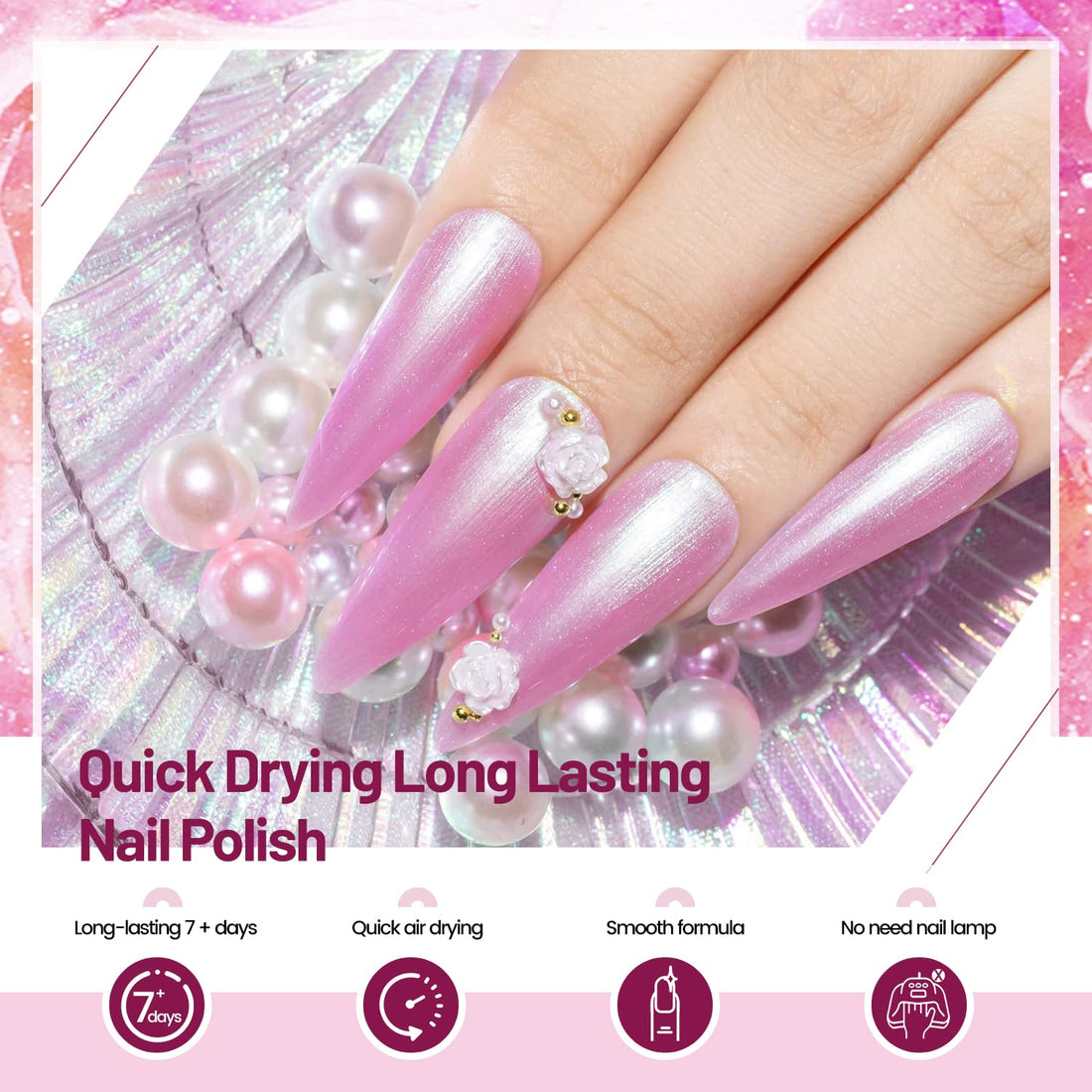 OpenLive 10ml 6 Colors Red Glitter Nail Polish Set Glitter Rose Red Pink Deep Purple Series Nail Polish Gifts for Women