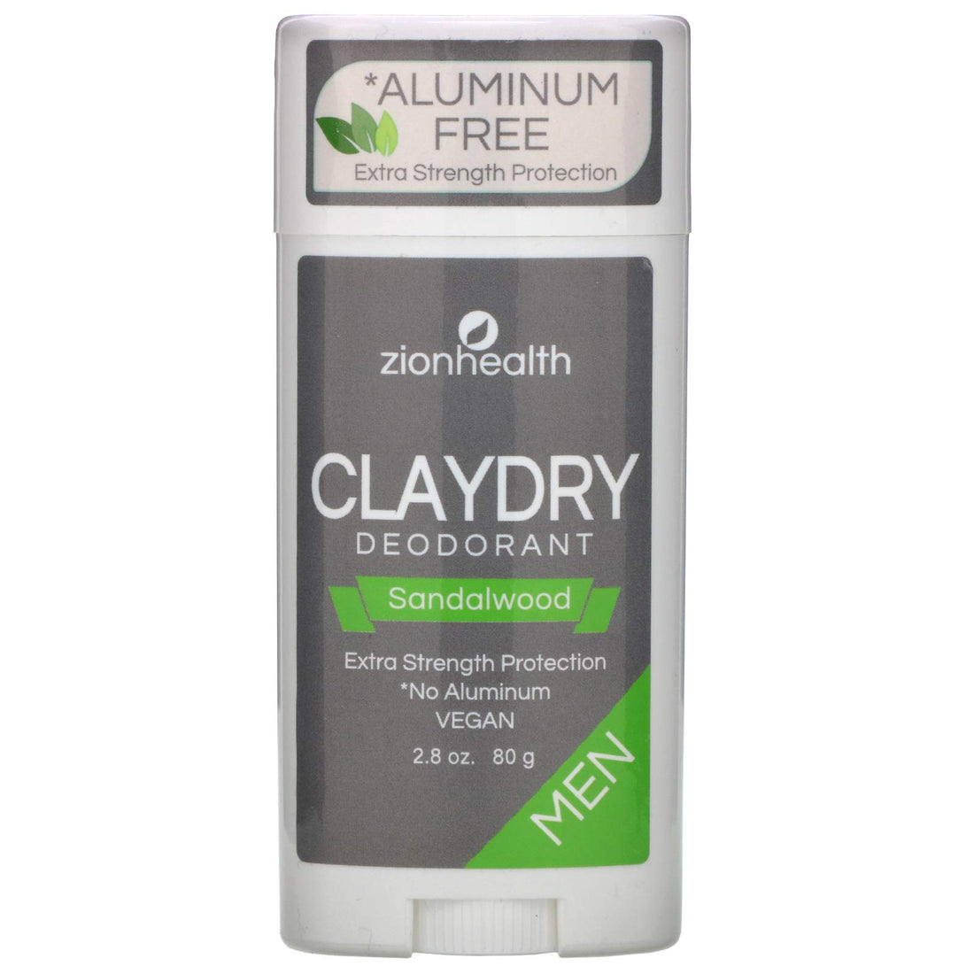 Zion Health Clay Dry Men Deodorant Stick 2.8 oz Sandalwood