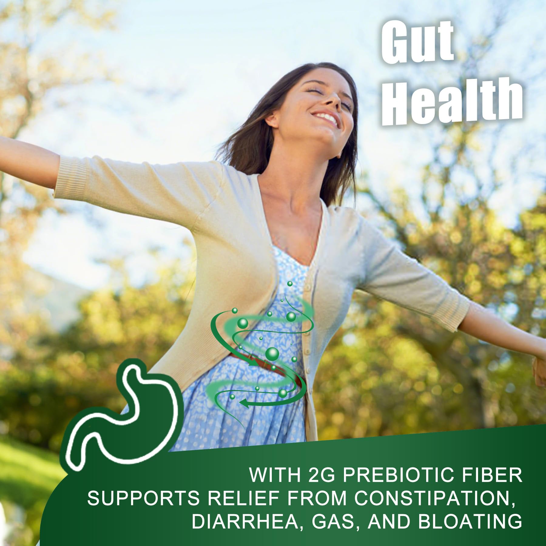 Probiotics Gummies for Women & Men - Fiber Probiotics Gummies with Prebiotics | 50 Billion CFUs Probiotics, Inulin, Psyllium Husk & Multivitamin for Gut, Digestion & Immune Health, Vegan, 2 PACK