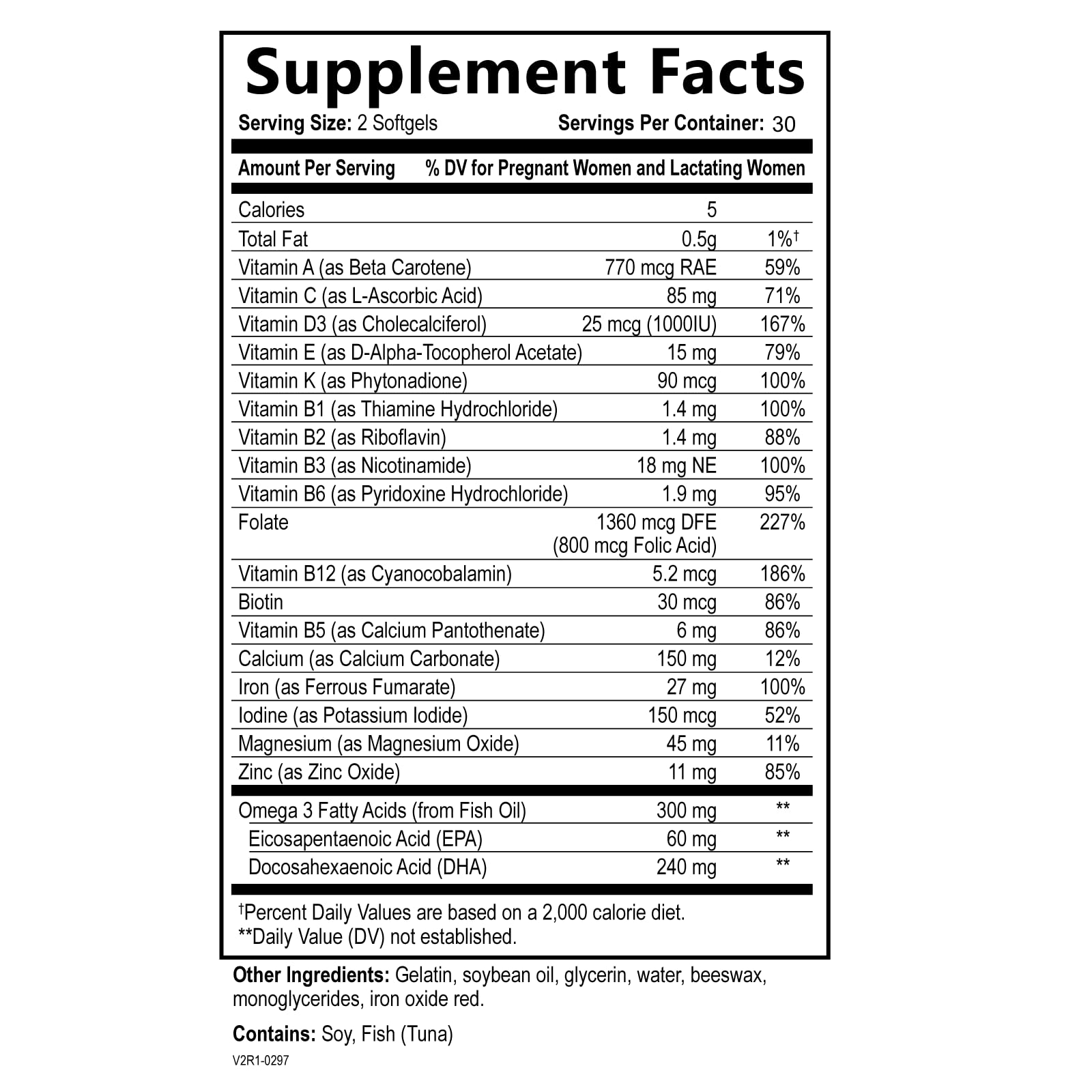 Prenatal Vitamins for Women - Multivitamin with DHA, Folic Acid, Vitamin C, B12, Iron & Omega-3 - Before, During & Post Pregnancy Supplement for Healthy Growth & Brain Development - 60 Softgels