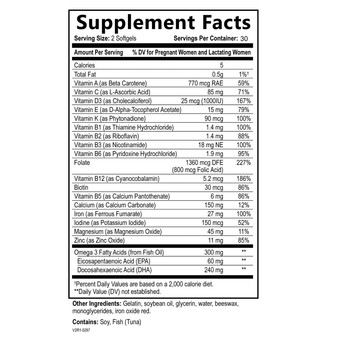 Prenatal Vitamins for Women - Multivitamin with DHA, Folic Acid, Vitamin C, B12, Iron & Omega-3 - Before, During & Post Pregnancy Supplement for Healthy Growth & Brain Development - 60 Softgels