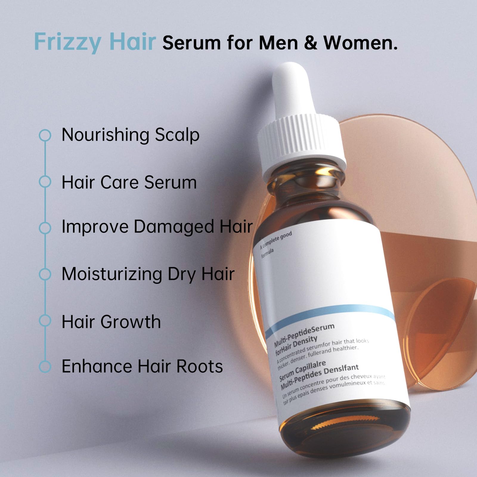 Hair Growth Serum for Thinning Hair, 30mL Vegan Multi Peptide Hair Serum for Hair Growth, Natural Frizzy Hair Serum for Men & Women.