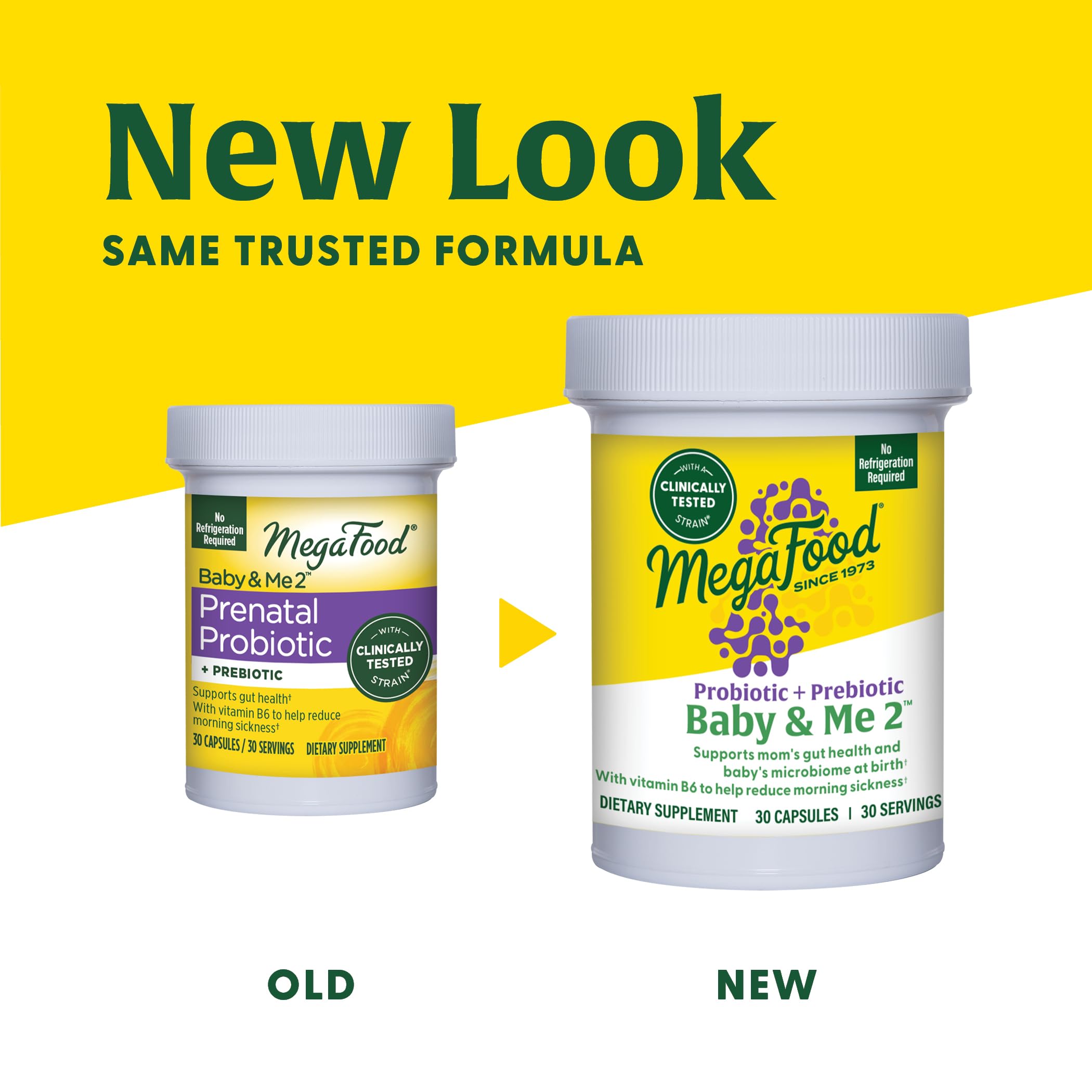 MegaFood Baby & Me 2 Prenatal Probiotic - Vegetarian Pregnancy Prebiotics and Probiotics for Women, Digestive Health & Immune Support with Vitamin B6 for Morning Sickness Relief - 30 Capsules