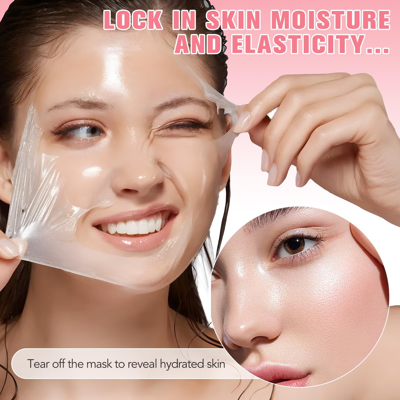 Collagen Night Wrapping Mask 2.53 fl.oz, Collagen Overnight Wrapping Peel Off Facial Mask with Brush, Deep Hydration, Improves Skin Elasticity, Pore Tightening & Firming, Reduces Sagging & Dullness
