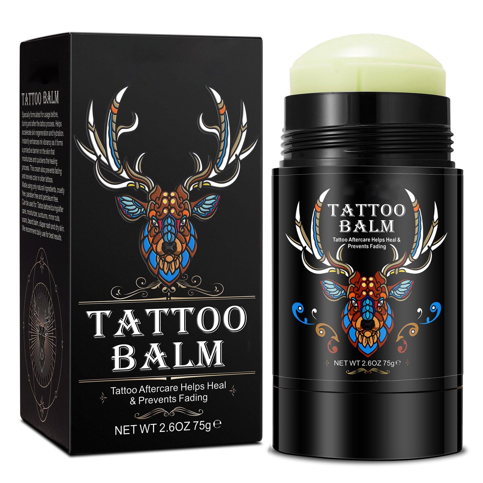Tattoo Aftercare Butter Balm, 2.6 oz, Old & New Tattoo Moisturizer Healing Brightener for Color Enhance, Natural Organic Tattoo Cream
