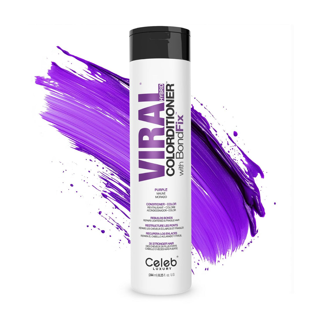 Celeb Luxury Viral Colorditioner, Professional Semi-Permanent Hair Color Depositing Conditioner, Purple