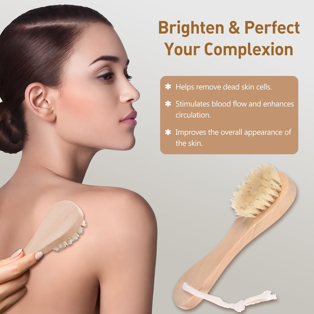 Kootinn 2 Pack Miniature Dry Brush with Hanging Loop - Natural Bristle Small Body Brush for Exfoliating, Facial Cleansing - Soft Skin for Neck, Chest, Nails, and Other Sensitive Areas