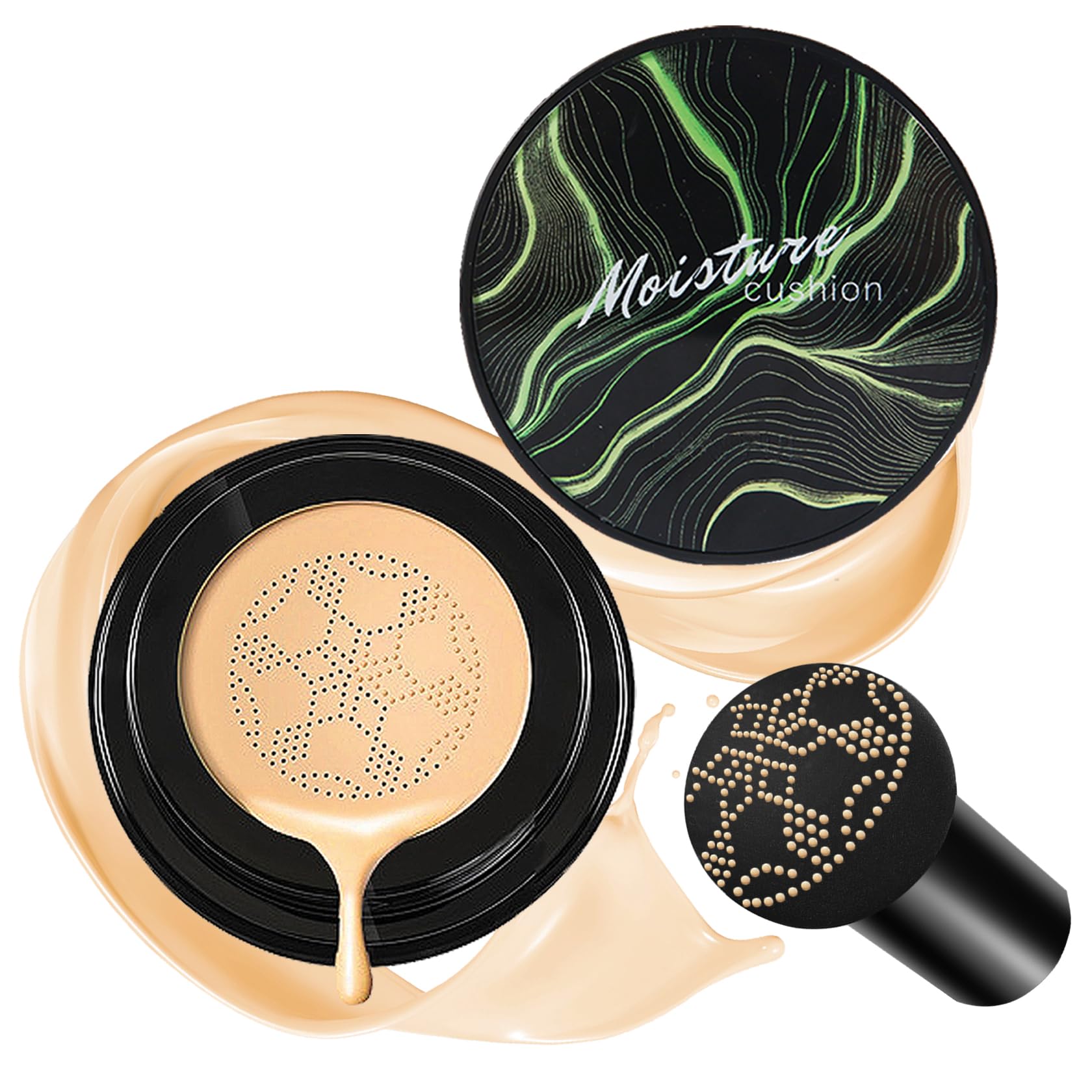 CAHIUYOA Mushroom Head Air Cushion CC Cream BB Cream Mushroom Head Foundation Full Coverage Foundation Makeup Long Lasting Moisturize Matte Concealer - 05 Buff Beige