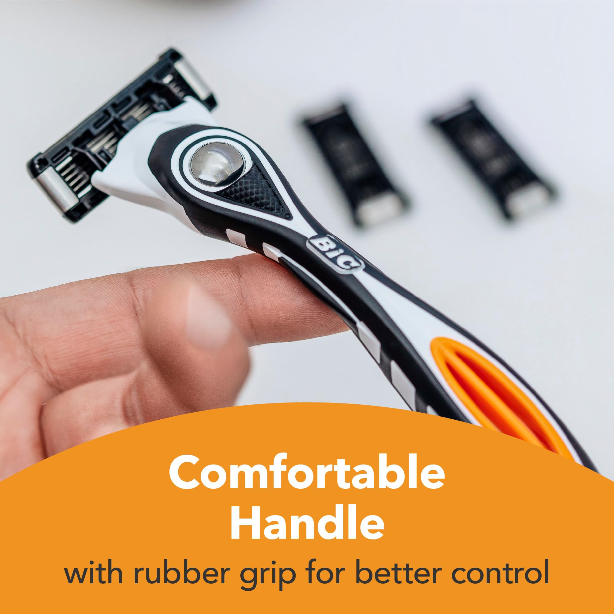 BIC Hybrid 5 Flex Refillable Men's Razor Kit, Handle and Nano-Tech Titanium 5-Blade Refills - Box of 1+2