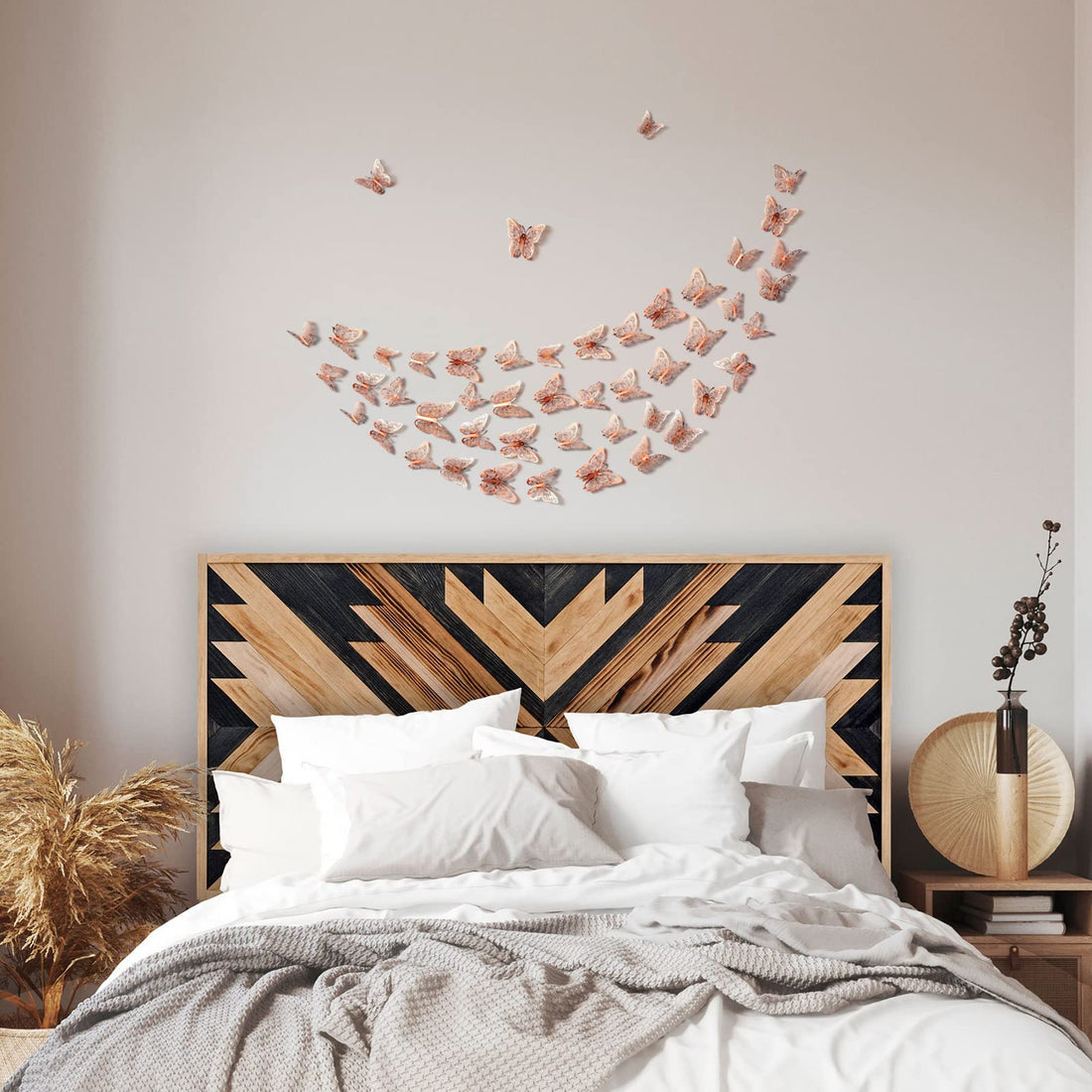 3D Butterfly Wall Decor Stickers Rose Gold Butterfly Decorations Party, 48Pcs 4 Patterns 3 Sizes, Butterfly Cake Decorations Paper Butterflies Wall Decals for Kids Baby Nursery Room Bedroom Birthday