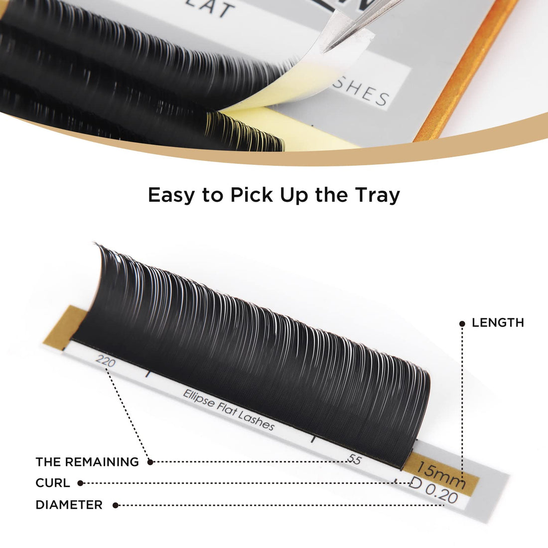 LASHVIEW Eyelash Extension,Ellipse Flat Eyelash Extensions,Individual Lashes,0.15mm C Curl 14mm,Lash Extension,Semi-Permanent,Extremely Light & Soft,Professional Salon Use.