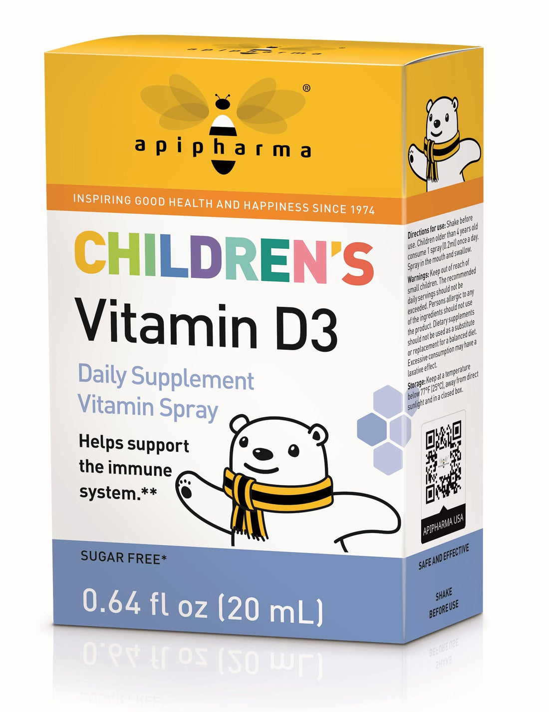 apipharma Children's Vitamin D3 Supplement Spray - Easy to Use D3 Spray for Kids - Natural Multivitamin Spray with Immune Support, Pharmacist Developed (130 Sprays)