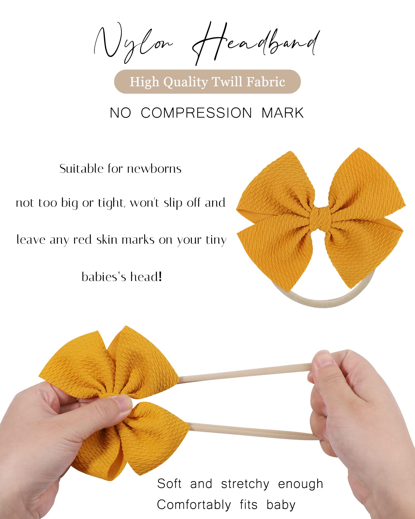 40pcs Baby Girls Hair Bows Headband Nylon Hair Band Elastic Hair Accessories for Kids Infants Toddlers