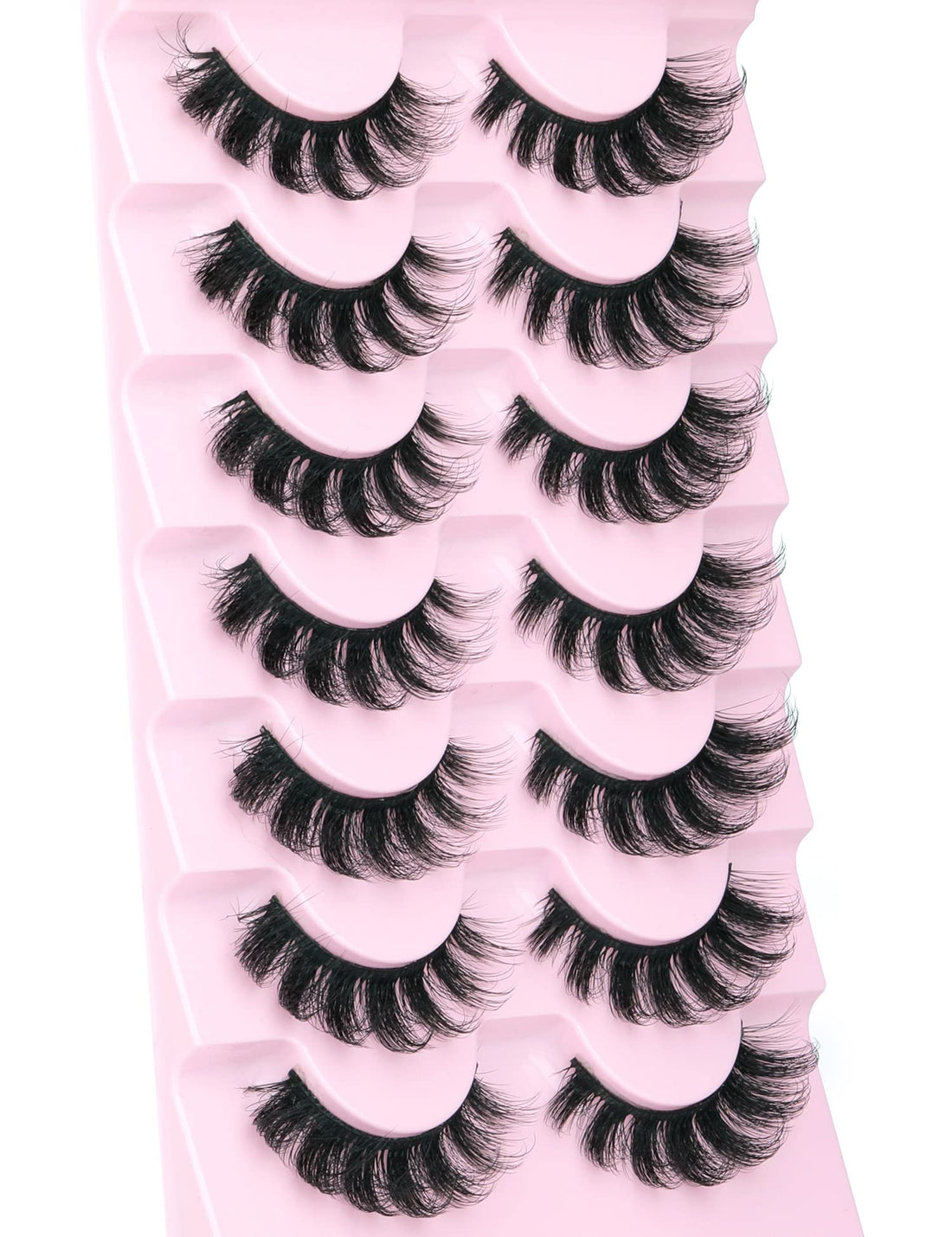 Mink Lashes Fluffy Wispy Lashes Natural Look 3D False Eyelashes D Curl Russian Strip Lashes 7 Pairs Short Fake Eyelash Pack by EYDEVRO