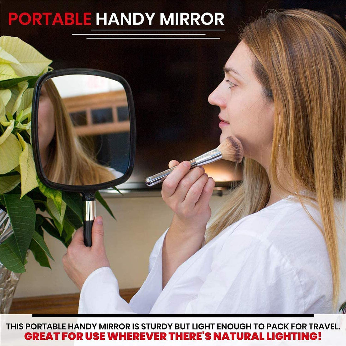 Mirrorvana Large & Comfy Hand Held Mirror (2017 Barber Model in Black) | New and Improved Sticker